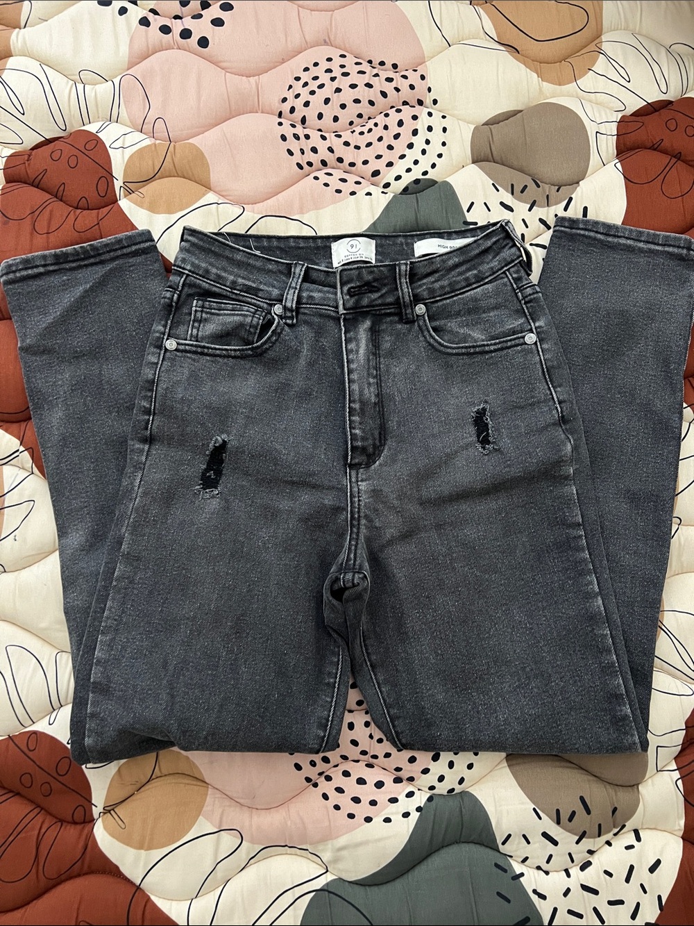 Cotton On Charcoal High-Rise Distressed Jeans